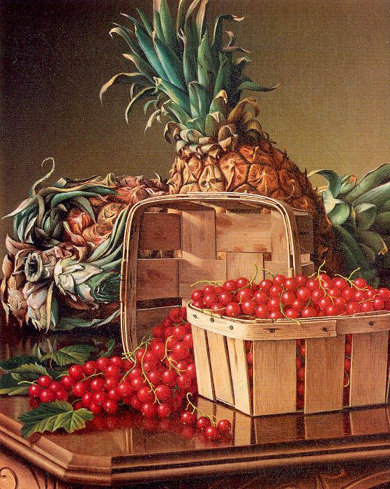 Prentice, Levi Wells Still Life with Pineapple and Basket of Currants Norge oil painting art